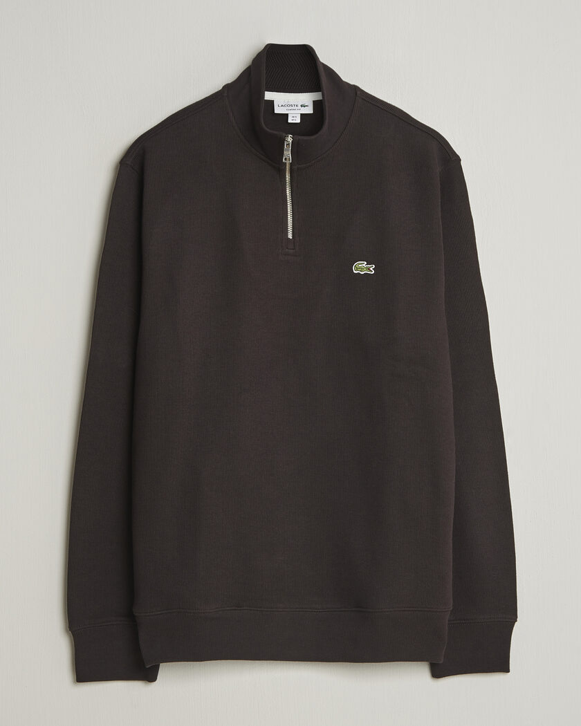 Lacoste Rib Interlock Half Zip Buffle Brown – Marron