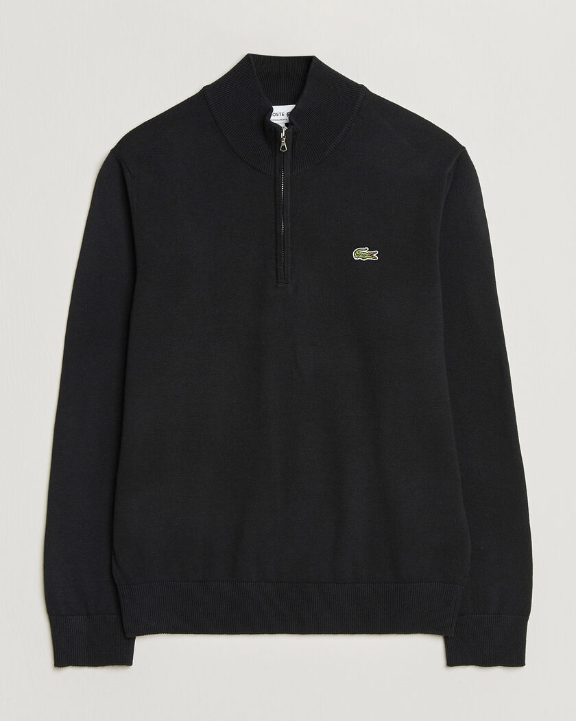 Lacoste Cotton Knitted Half Zip Black – Noir