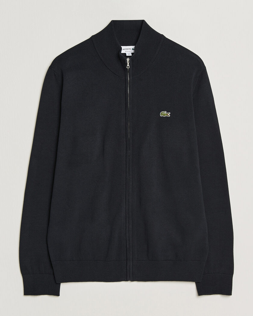 Lacoste Cotton Knitted Full Zip Black – Noir