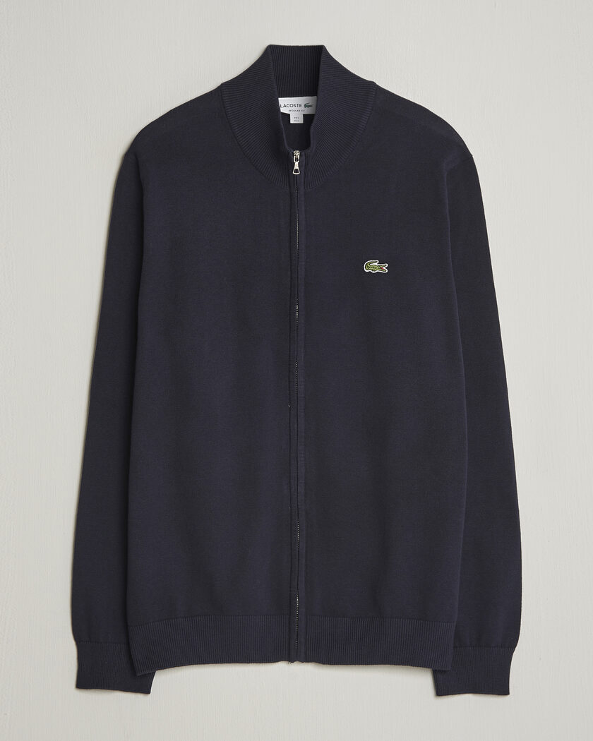 Lacoste Cotton Knitted Full Zip Navy Blue – Bleu
