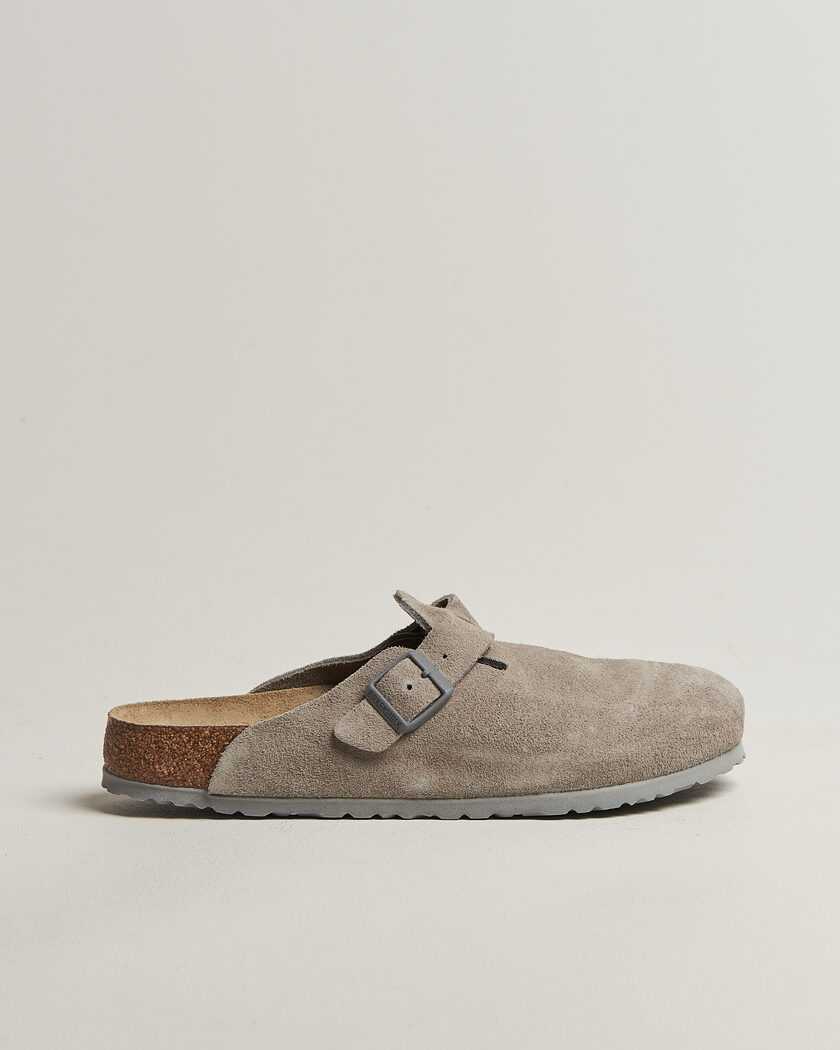 BIRKENSTOCK Boston Soft Footbed Stone Coin Suede – Gris