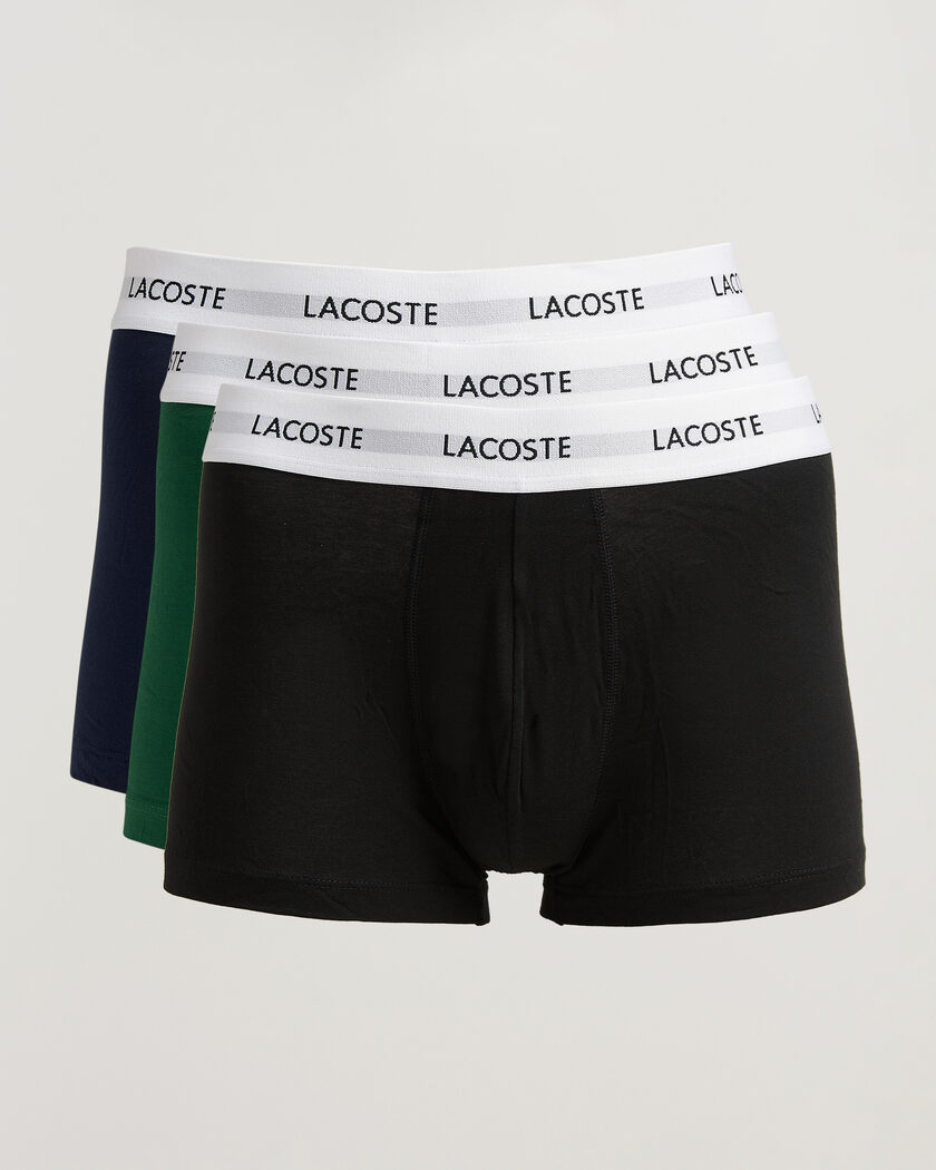 Lacoste 3-Pack Stretch Cotton Trunks Black/Green/Blue – Multicolore