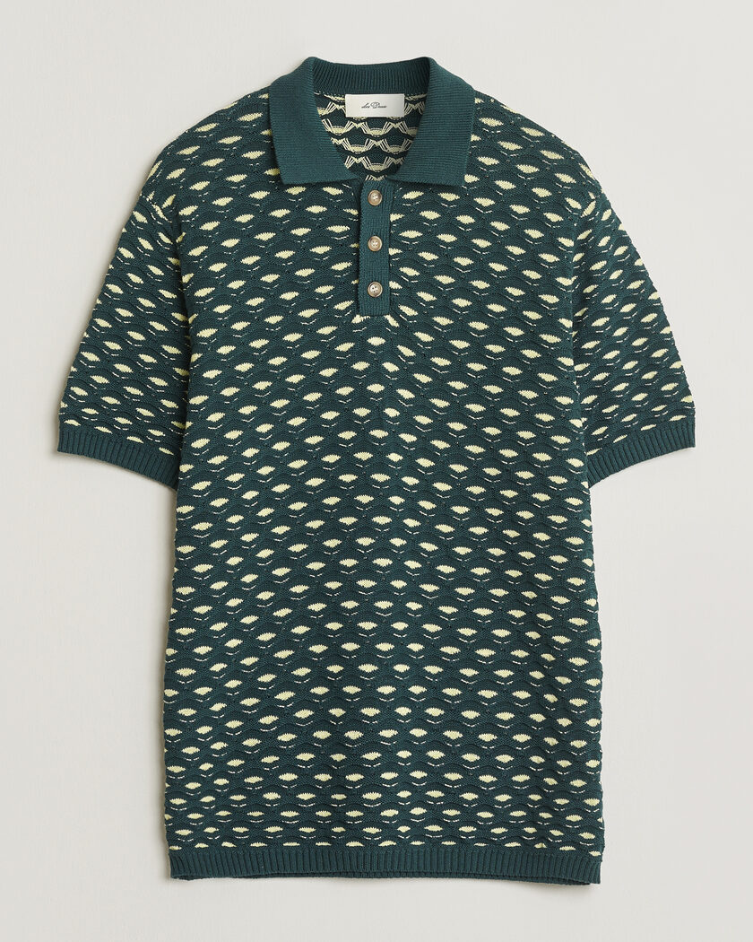 LES DEUX Esmay Shell Knitted Polo Sea Moss Green – Vert