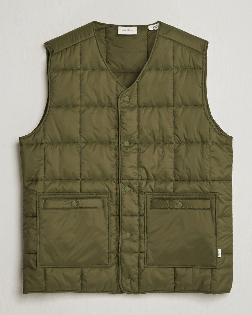 LES DEUX Matt Quilted Vest Olive Night – Vert
