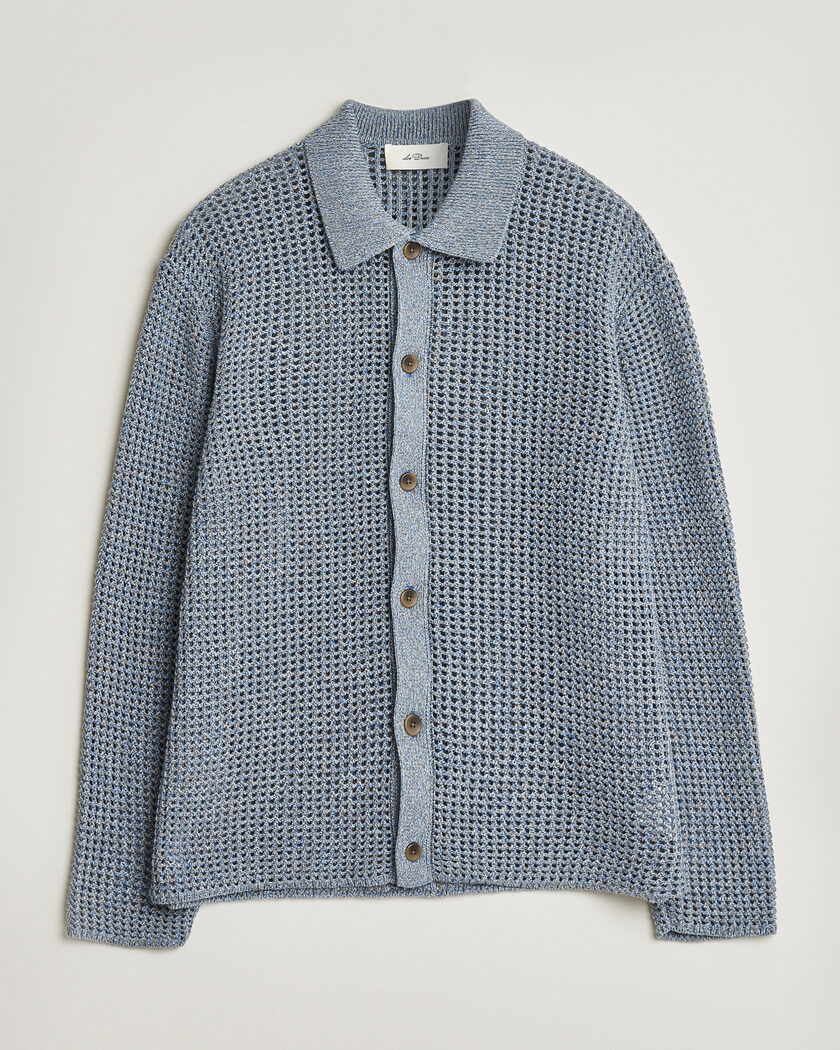 LES DEUX Gerald Knitted Shirt Dark Denim Blue – Bleu