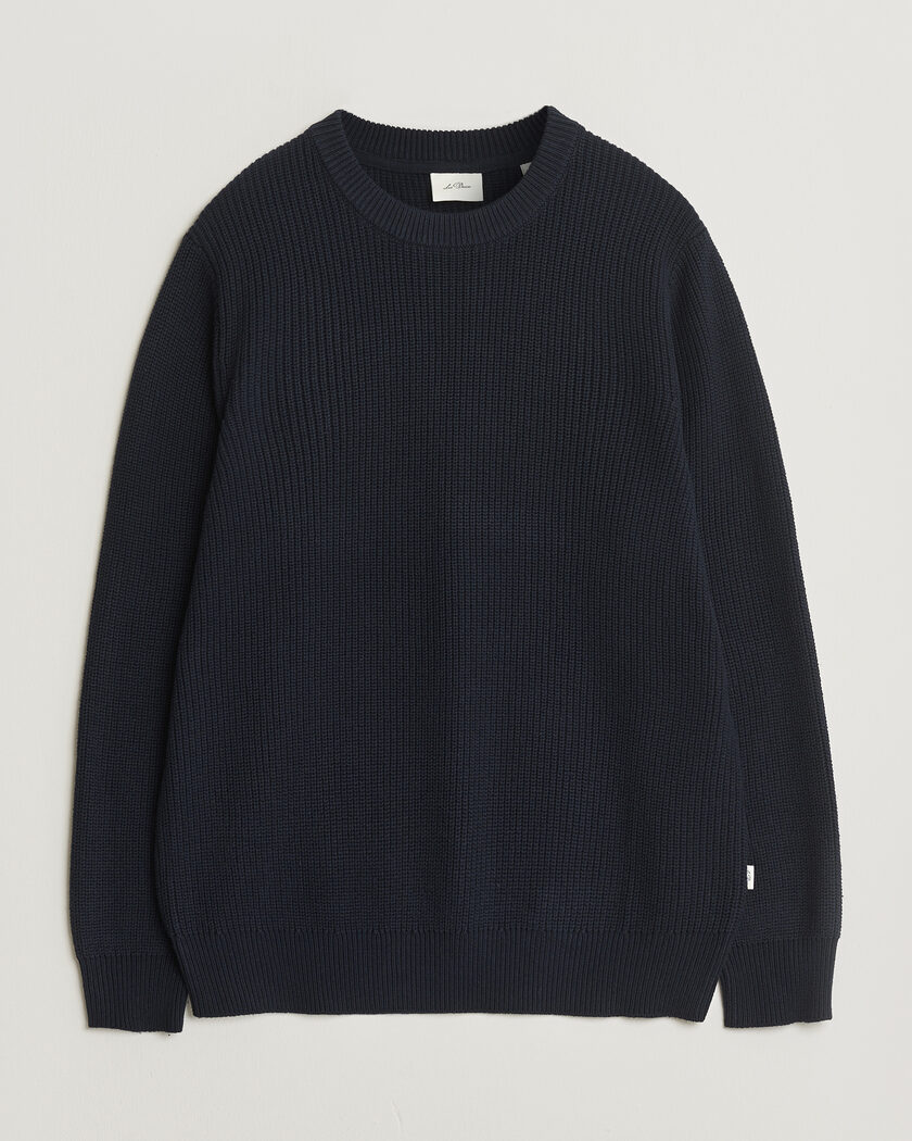 LES DEUX Garry Rib Crew Neck Knit Dark Navy – Bleu