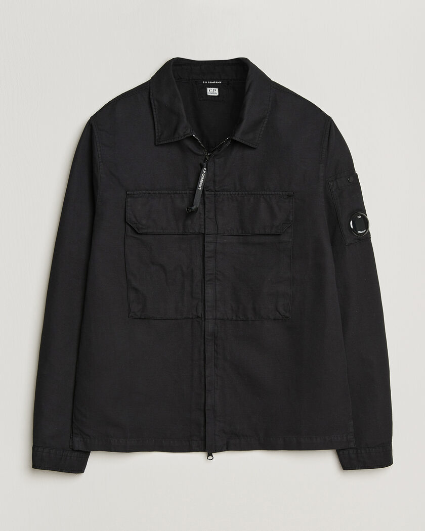 C.P. Company Cotton/Linen Zip Overshirt Black – Noir