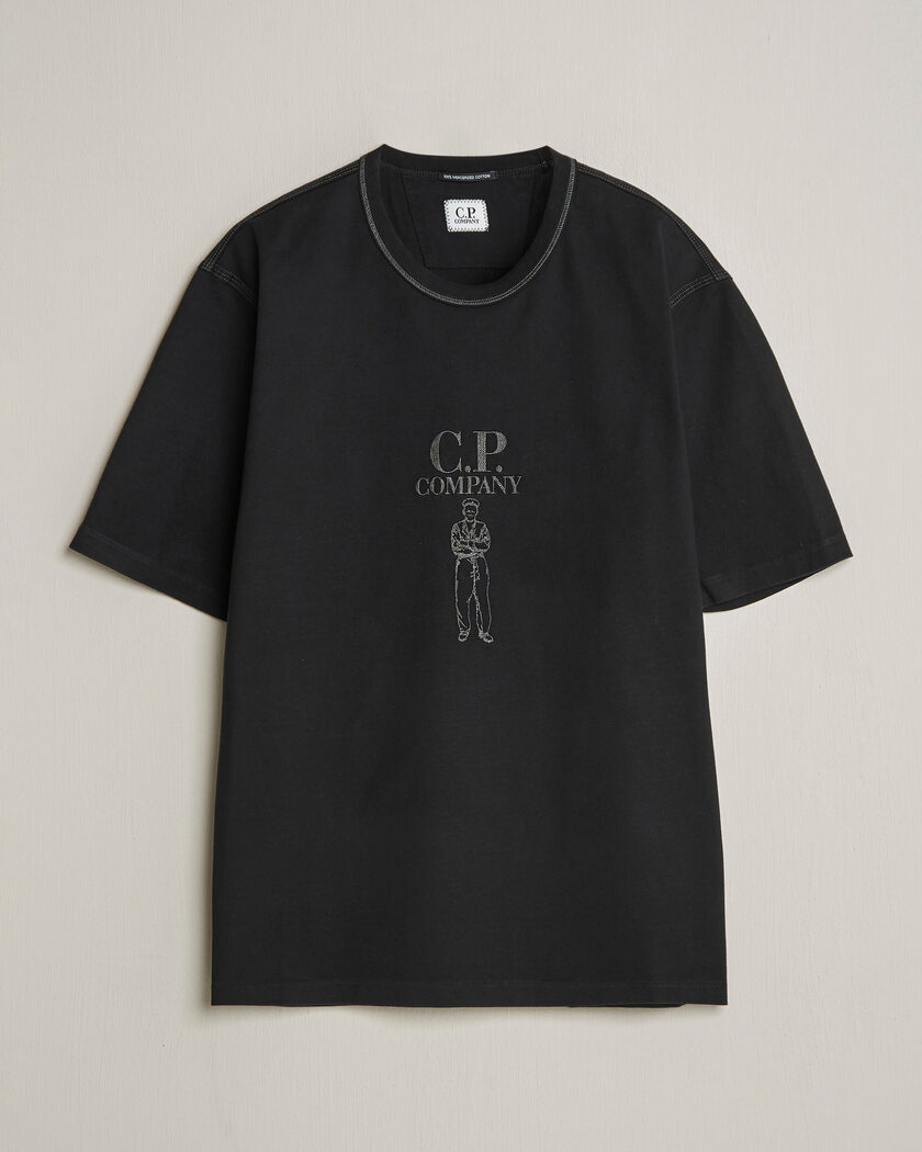 C.P. Company Mercerized Heavy Cotton Chest Logo T-Shirt Black – Noir