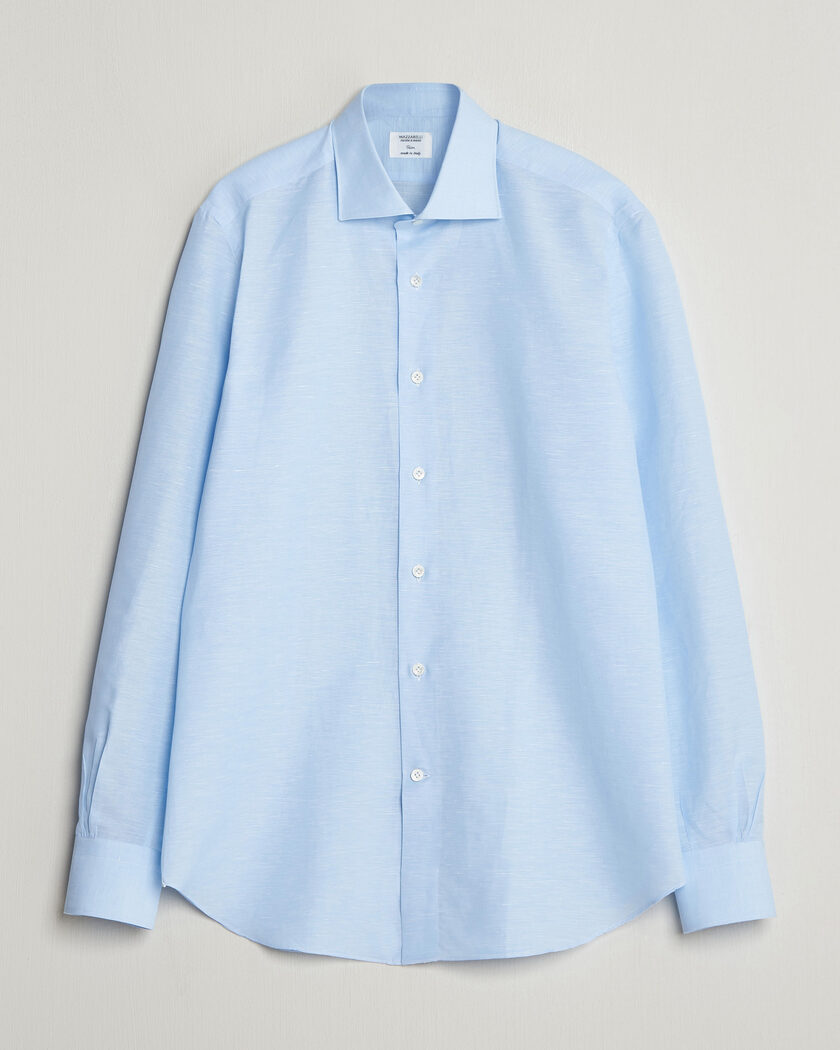 Mazzarelli Soft Cotton/Linen Shirt Light Blue – Bleu
