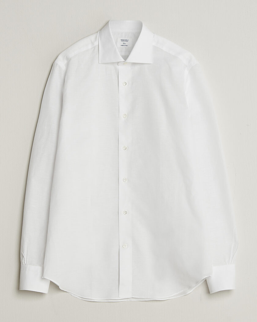 Mazzarelli Soft Cotton/Linen Shirt White – Blanc
