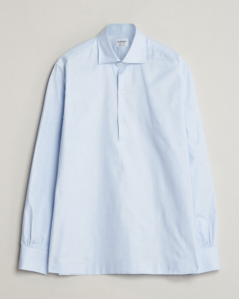 Mazzarelli Soft Oxford Popover Shirt Light Blue – Bleu