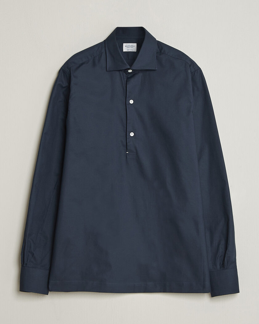 Mazzarelli Soft Oxford Popover Shirt Navy – Bleu
