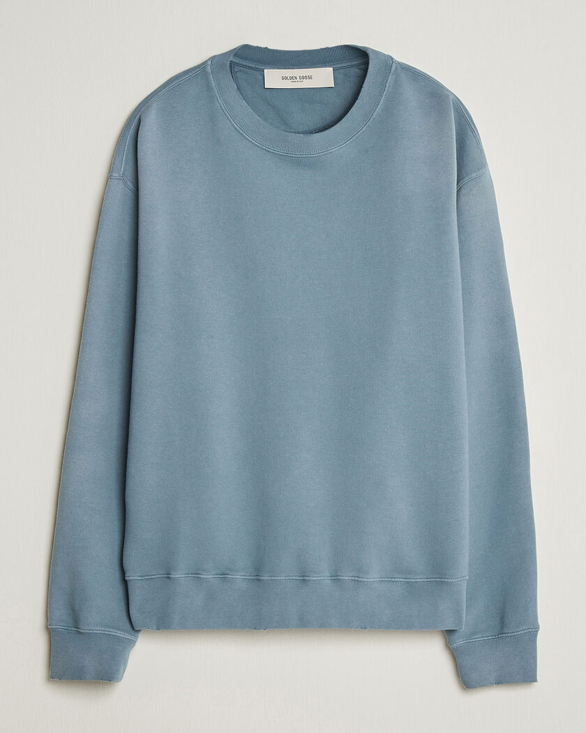 Golden Goose Boxi Faded Cotton Sweatshirt Windward Blue – Bleu