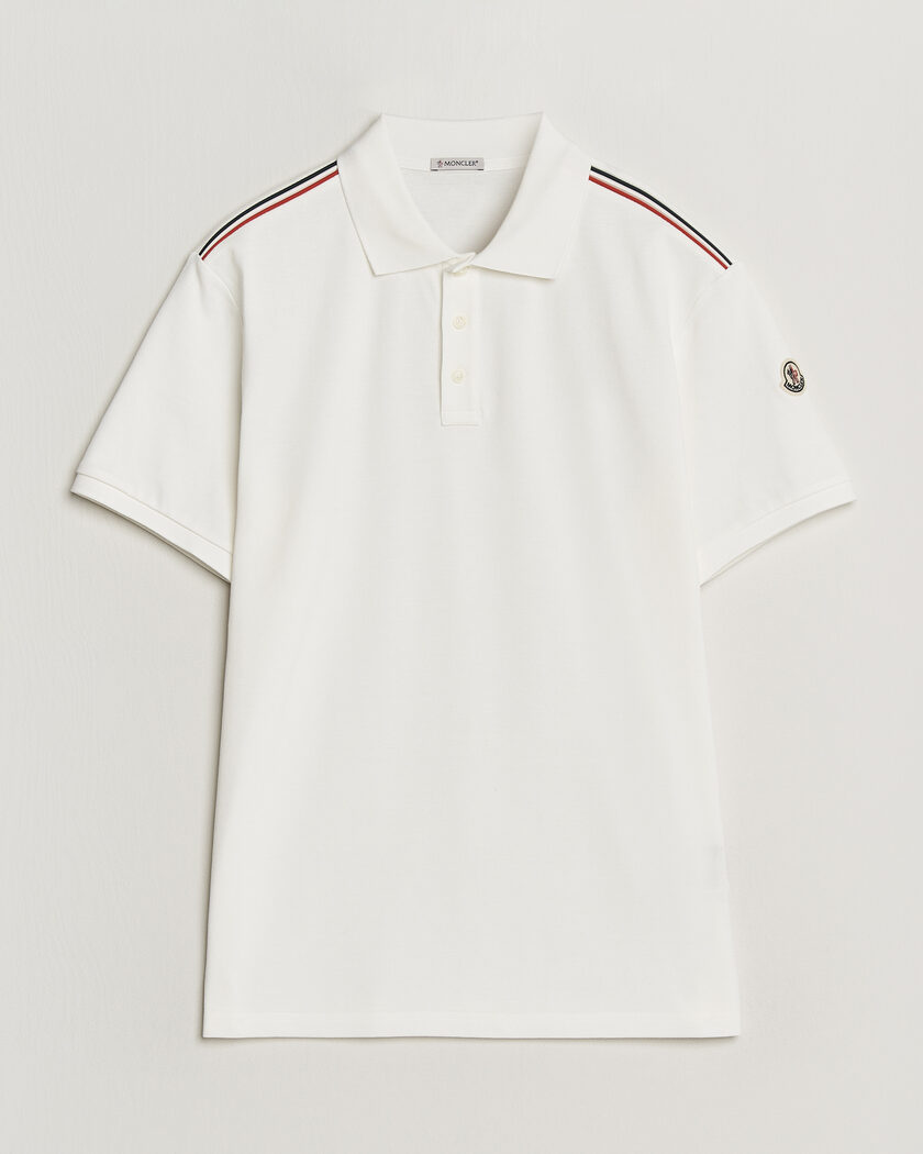 Moncler Tricolore Shoulder Polo White – Blanc