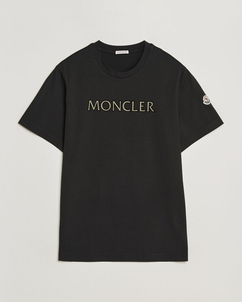 Moncler Flock Print Logo T-Shirt Black – Noir