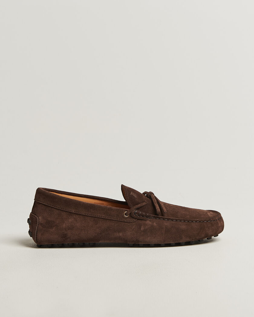 Tod's Lacetto Gommino Carshoe Dark Brown Suede – Marron