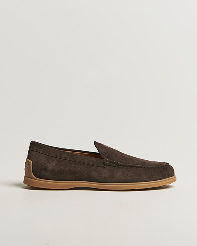 Tod's Gomma Leggera Loafers Dark Brown Suede – Marron