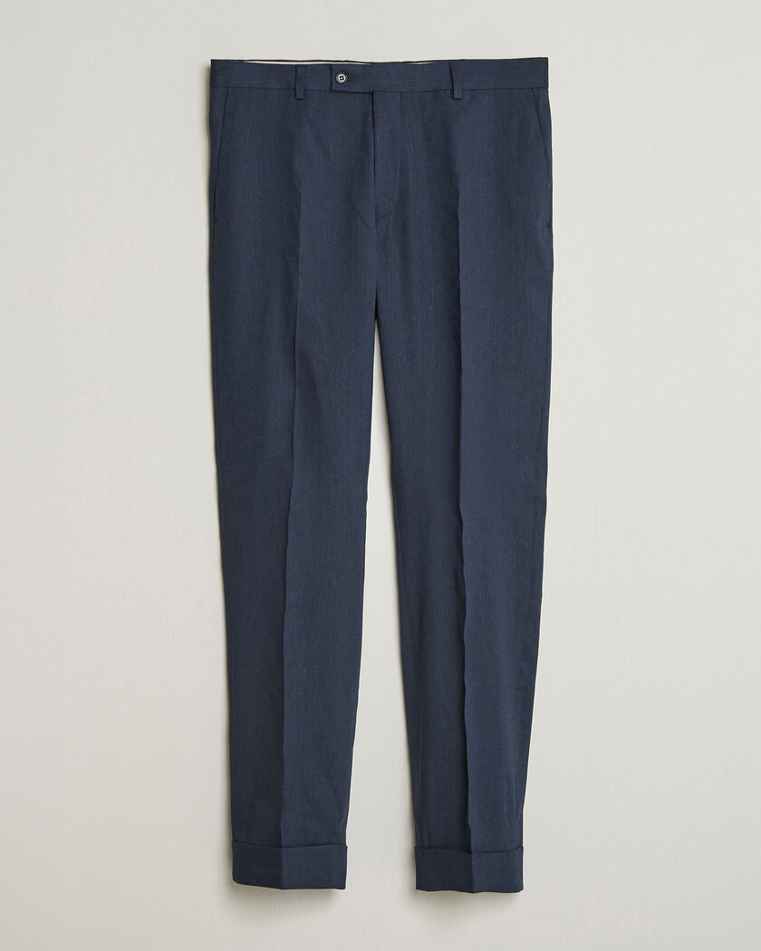 Morris Jack Linen Trousers Navy – Bleu