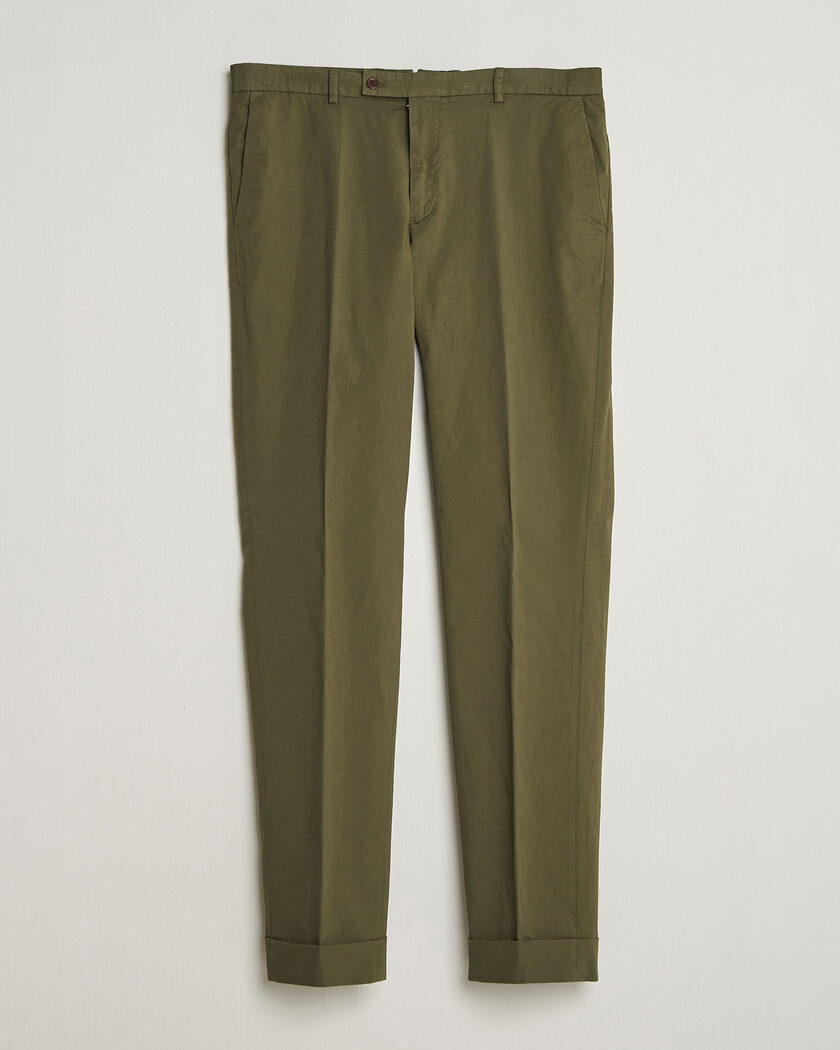 Morris Jack Washed Cotton Trousers Olive – Vert