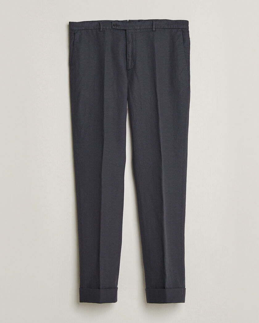 Morris Jack Herringbone Cotton Trousers Blue – Bleu