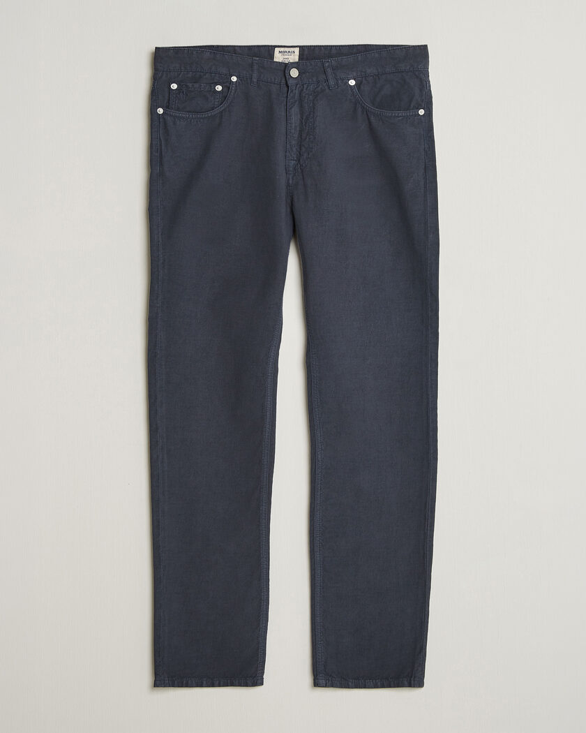 Morris James Washed Linen 5-Pocket Pants Dark Blue – Bleu