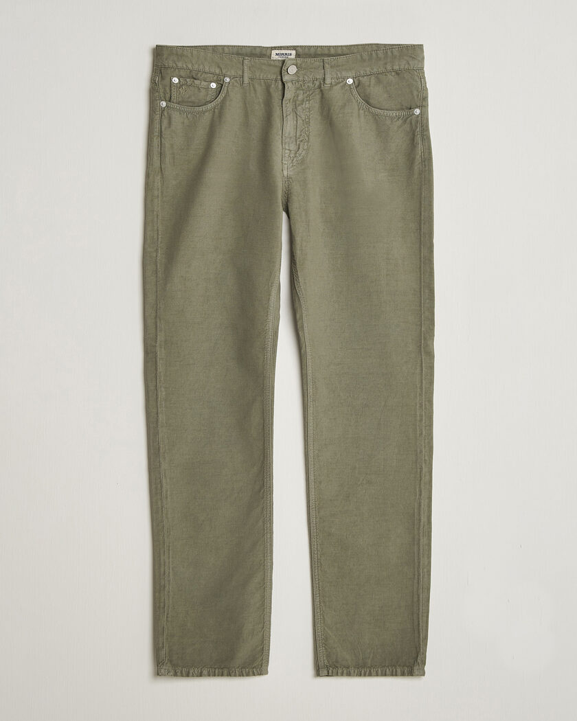 Morris James Washed Linen 5-Pocket Pants Olive – Vert