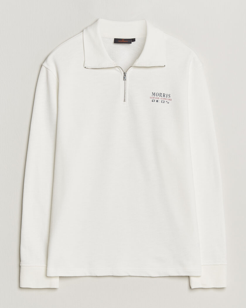 Morris Northcott Slub Half-Zip White – Blanc