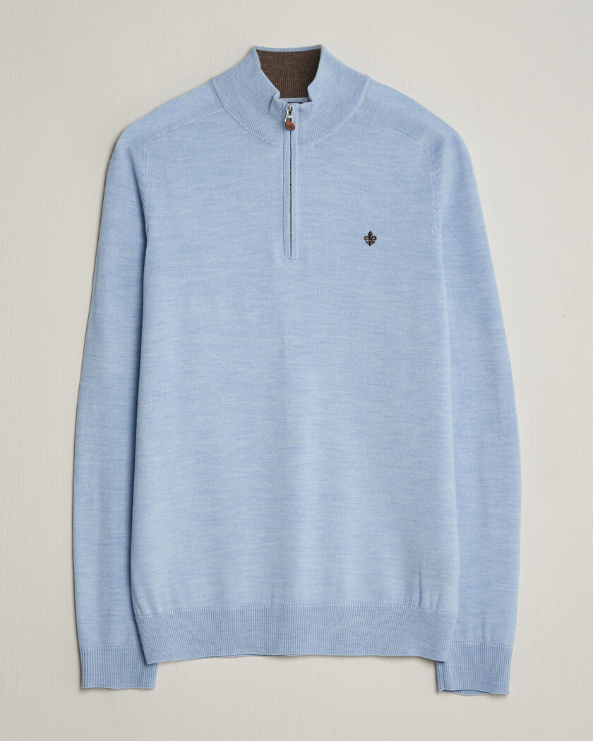 Morris John Merino Half-Zip Light Blue – Bleu