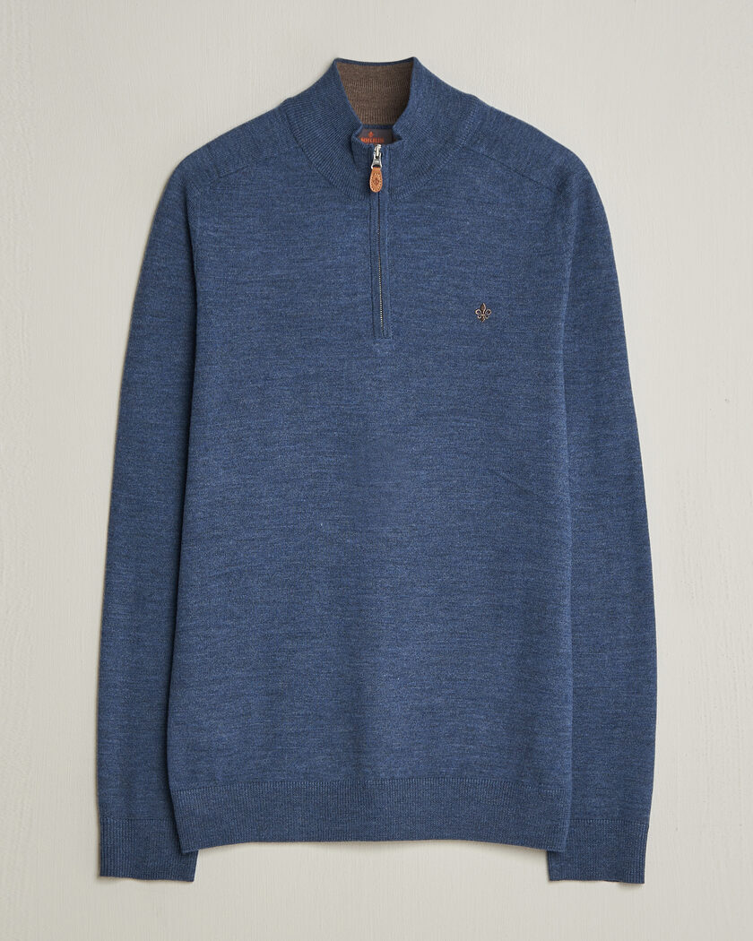 Morris John Merino Half-Zip Blue – Bleu