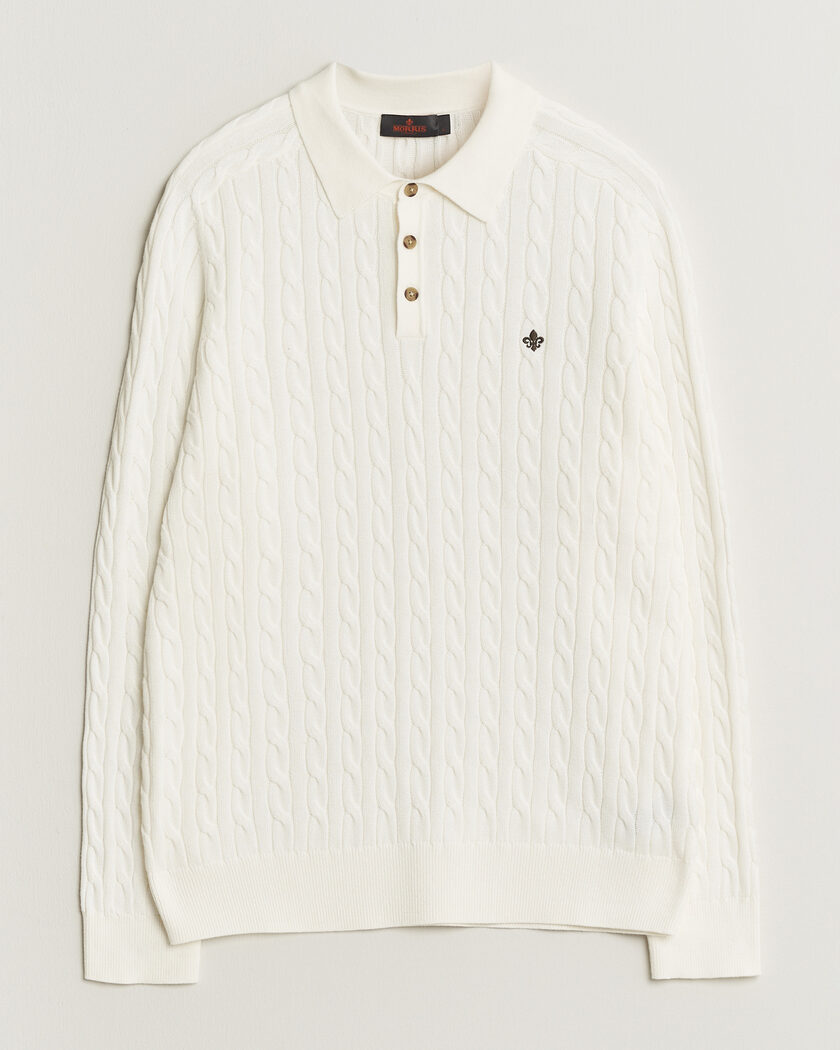 Morris Lancaster Cable Polo Off White – Blanc