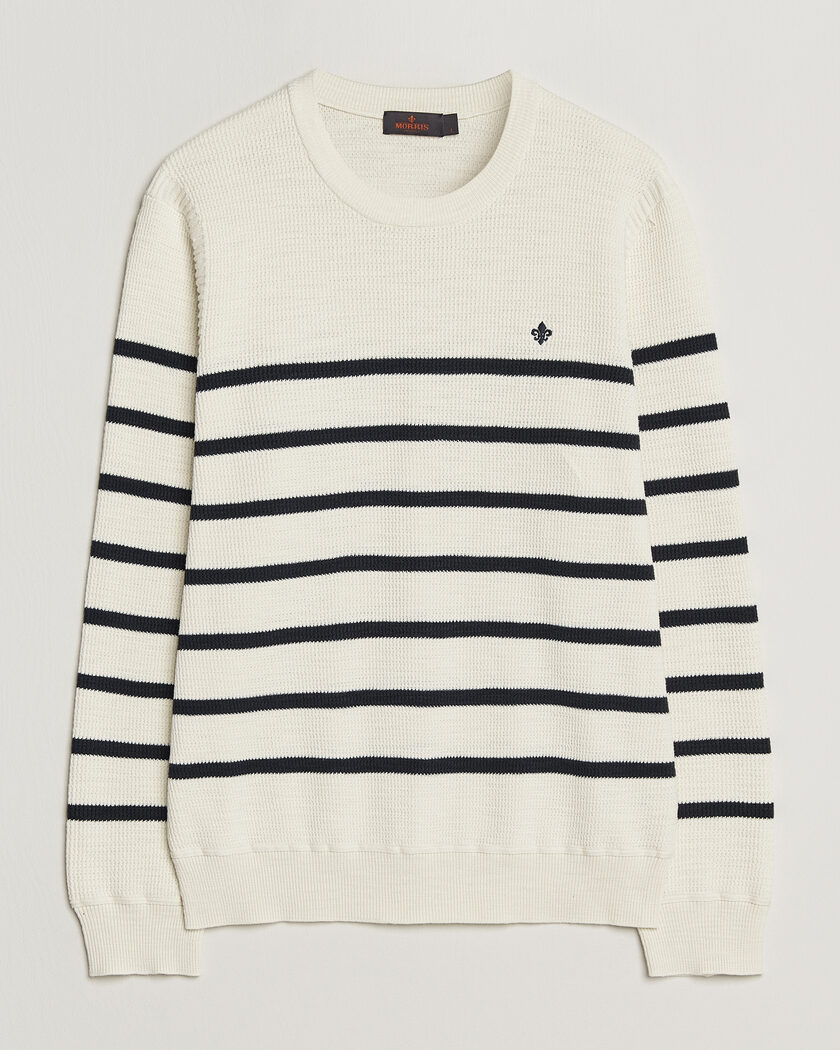 Morris Benedict Stripe Oneck Off White – Blanc