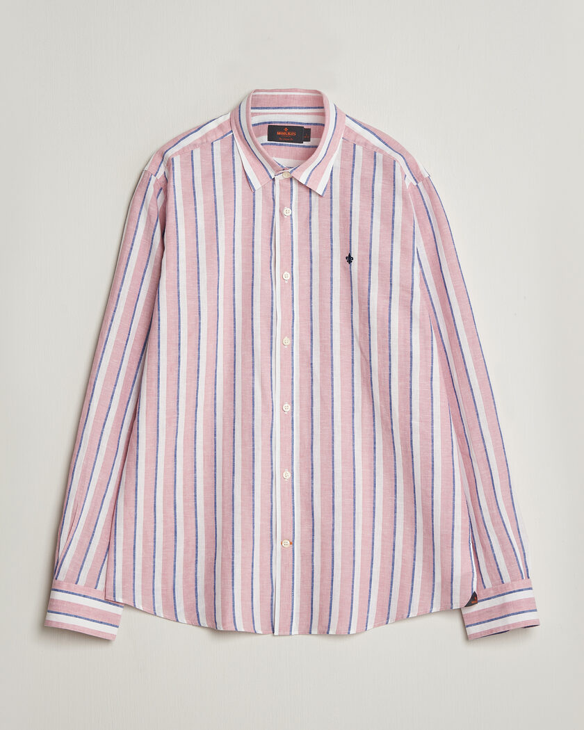 Morris Douglas Linen Striped Shirt Red/White – Bleu
