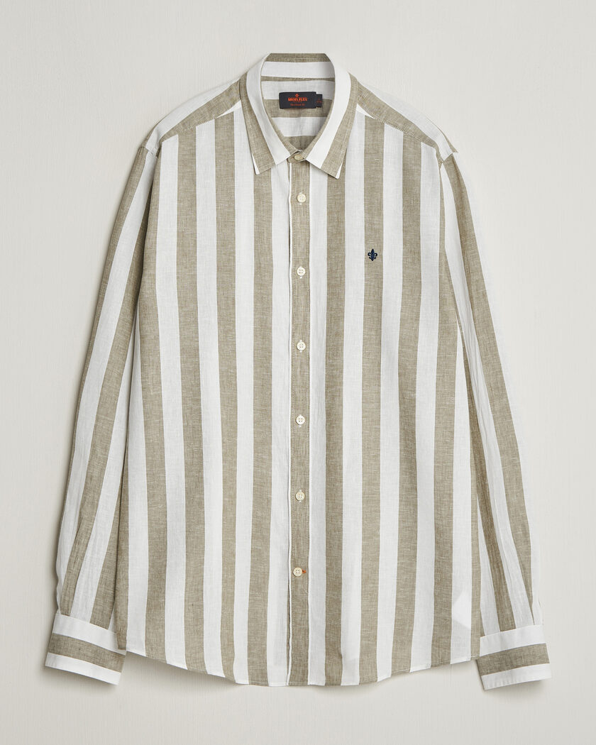 Morris Douglas Linen Striped Shirt Green/White – Multicolore