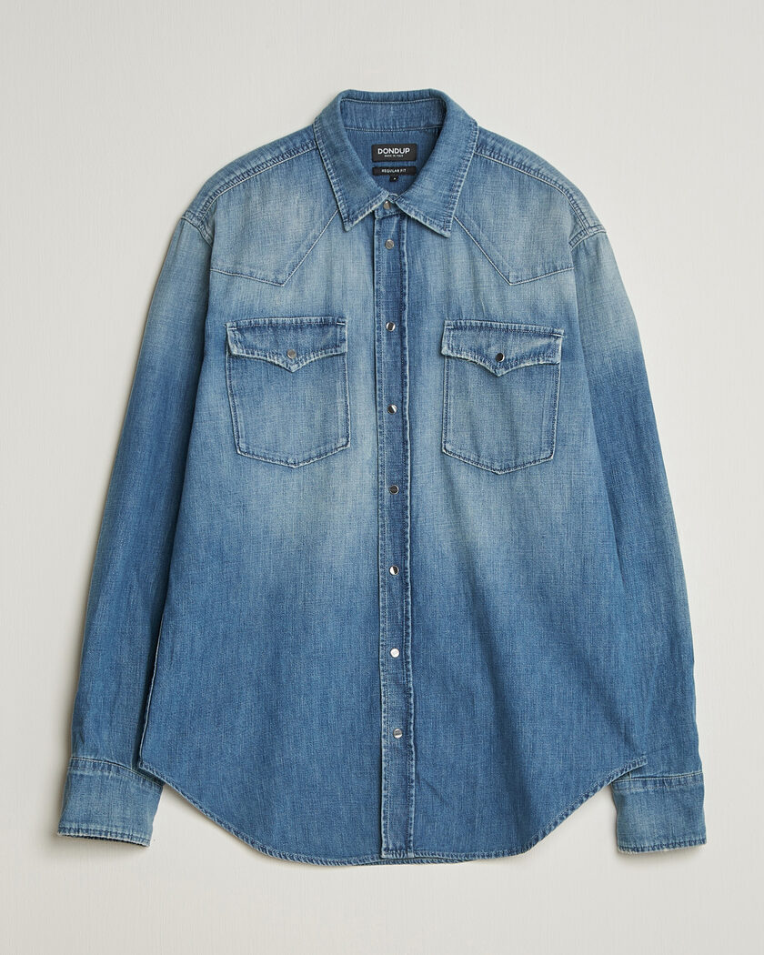 Dondup Regular Fit Denim Shirt Medium Blue – Bleu