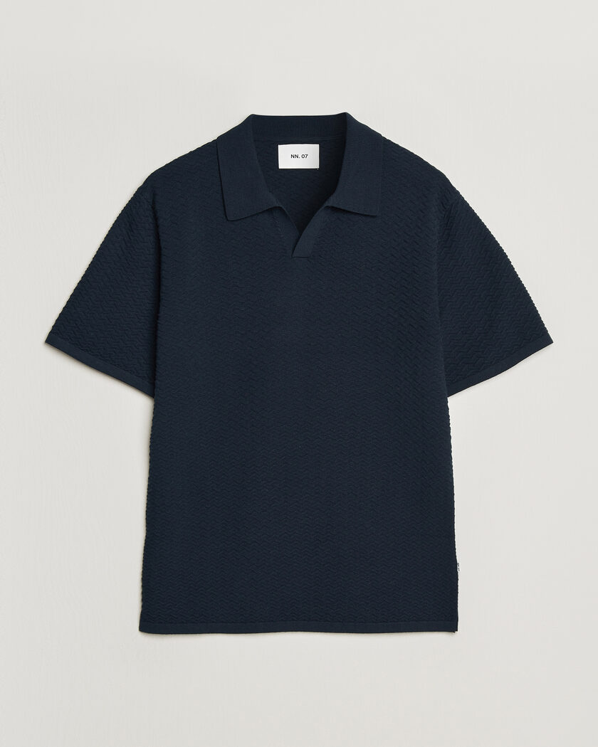 NN07 Paul Structured Knitted Polo Navy Blue – Bleu