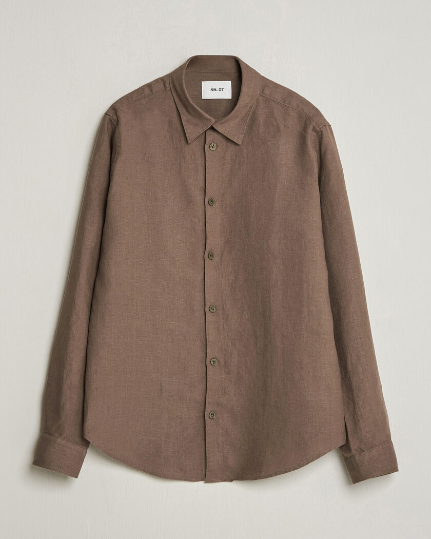 NN07 Enzo Linen Shirt Mable Husk – Vert