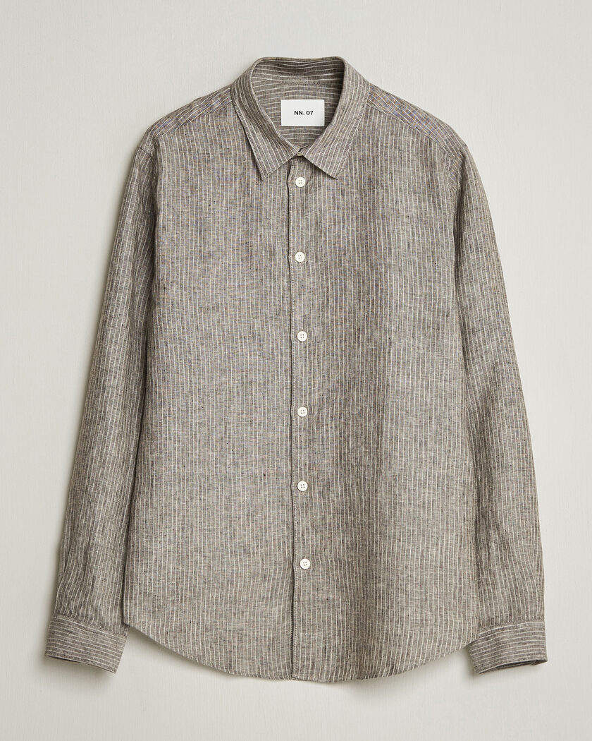 NN07 Enzo Linen Shirt Clay Stripe – Gris