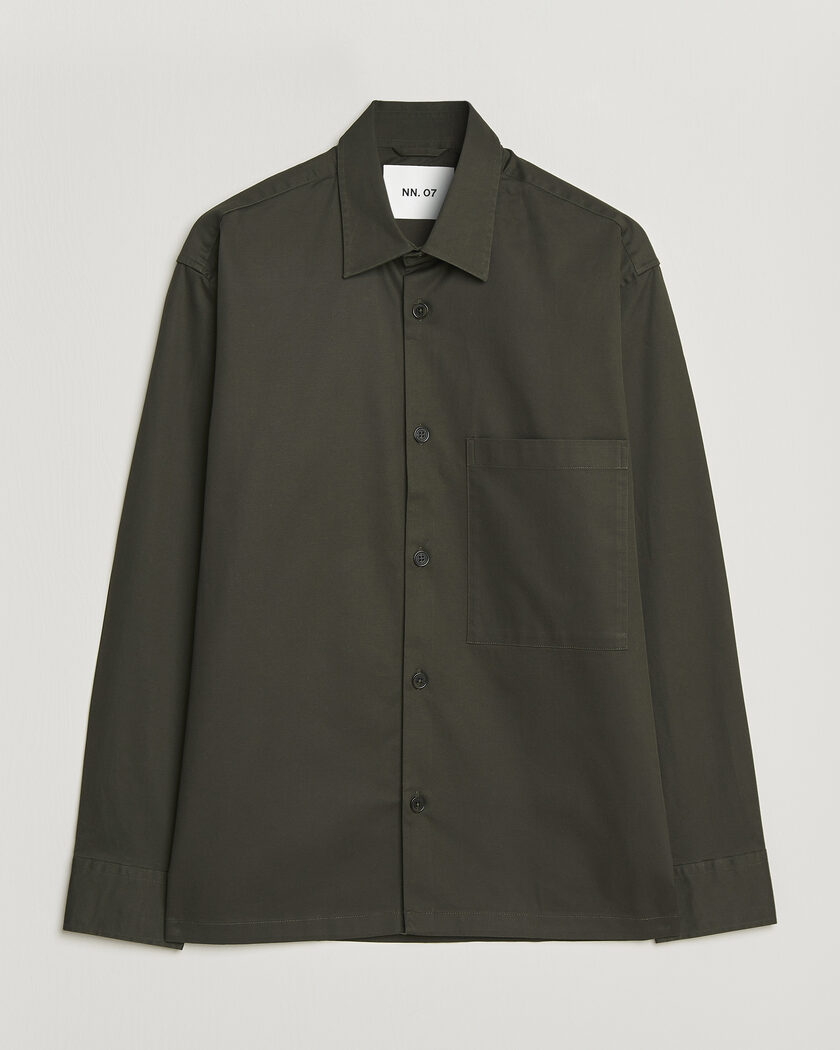 NN07 Freddy Cotton Overshirt Dark Army – Vert