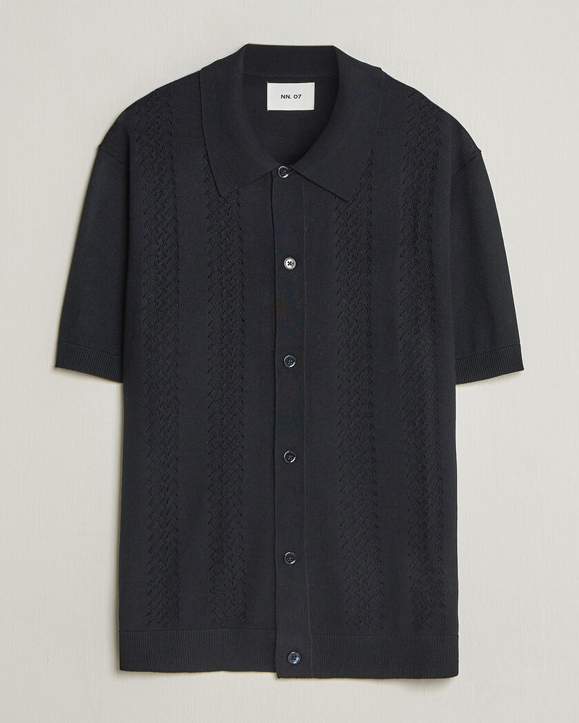 NN07 Thor Knitted Short Sleeve Shirt Deep Navy – Bleu