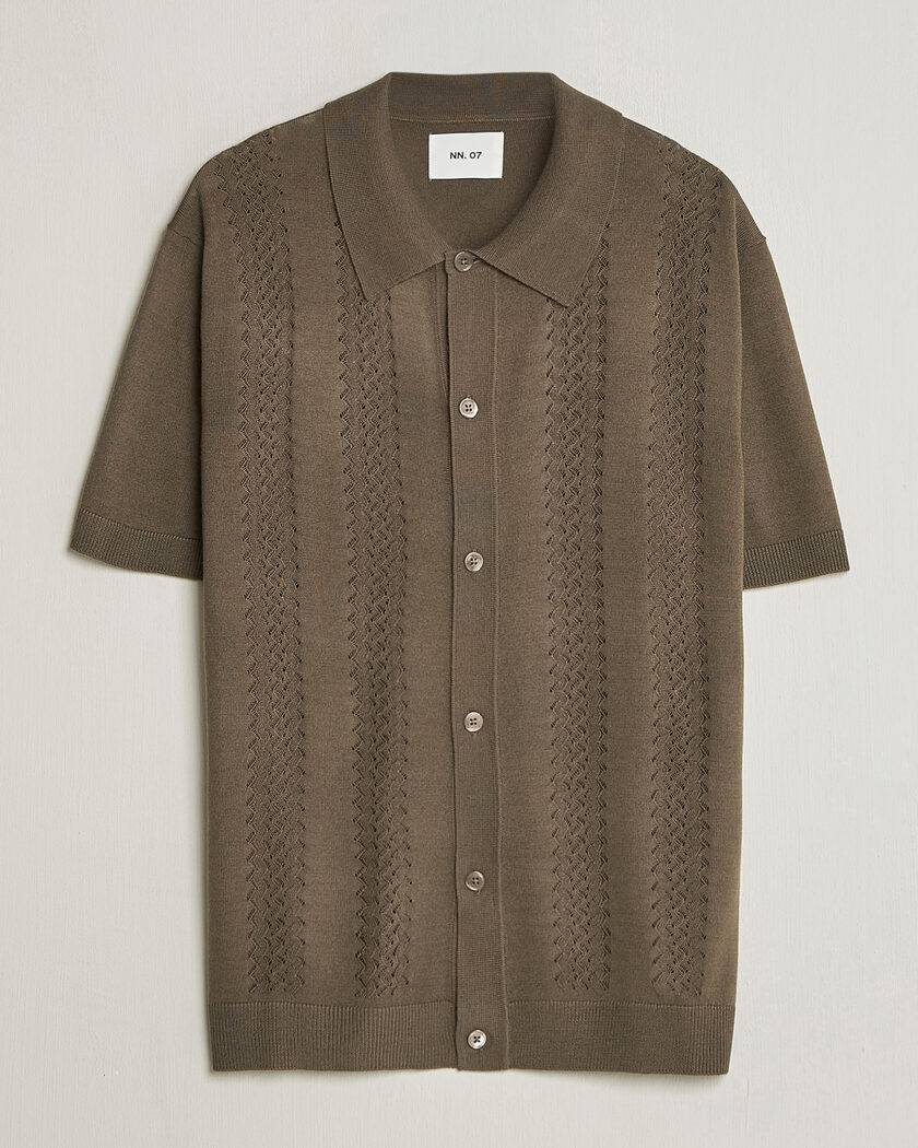 NN07 Thor Knitted Short Sleeve Shirt Mable Husk – Vert