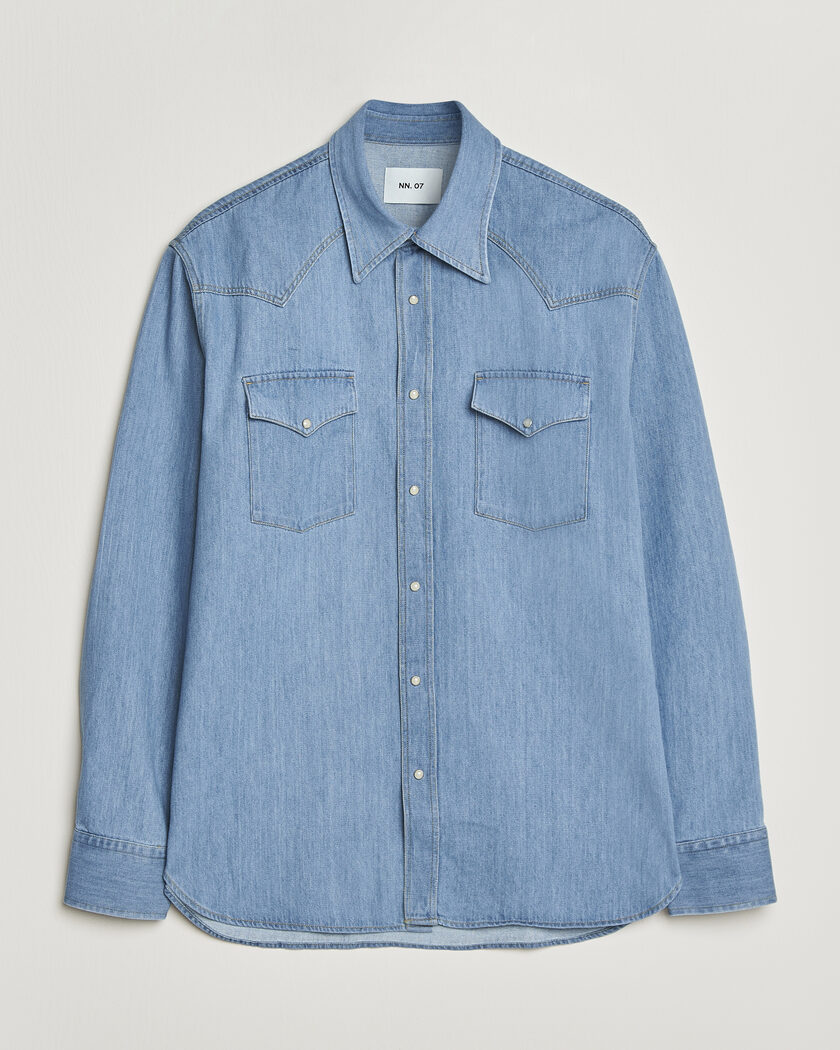 NN07 Ricky Western Denim Shirt Light Indigo – Bleu