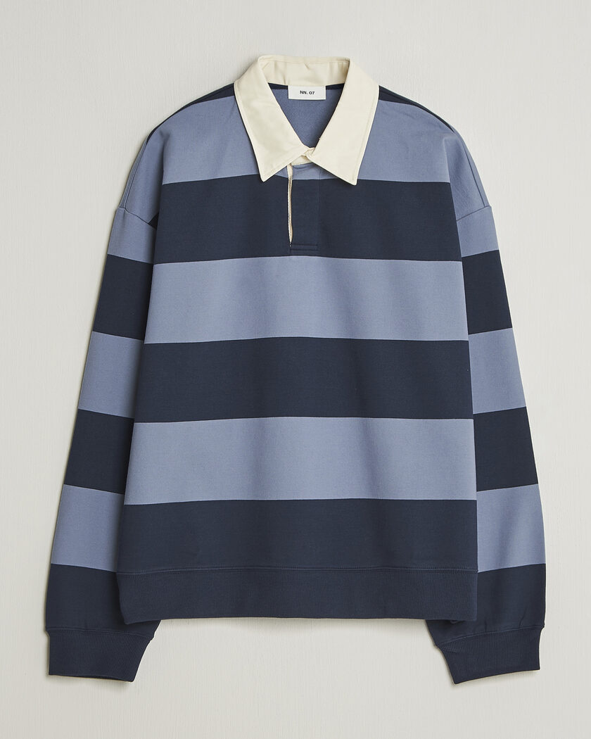 NN07 David Rugby Sweater Blue Stripe – Bleu