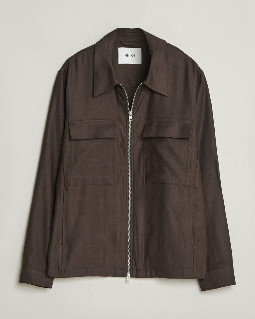 NN07 Alban Linen/Viscose Overshirt Deep Truffle – Marron