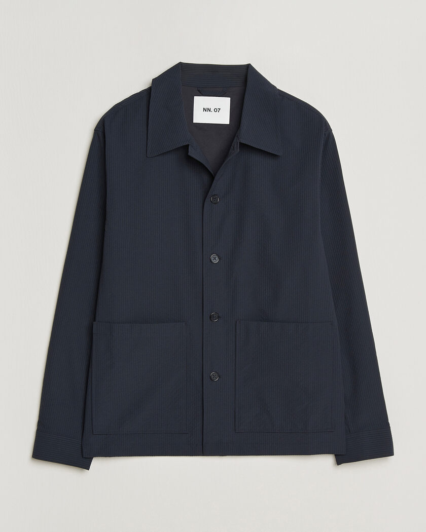 NN07 Blaze Seersucker Overshirt Navy Blue – Bleu