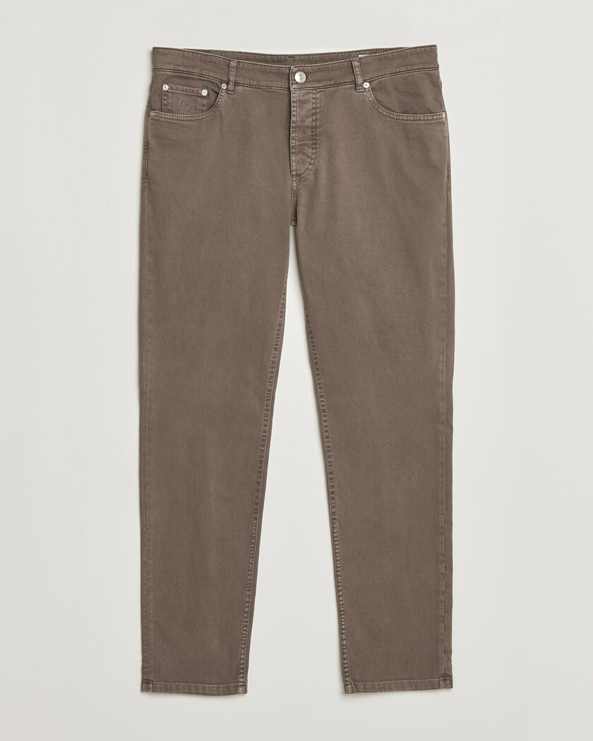 Brunello Cucinelli Traditional Fit Bull Denim Pants Dark Brown – Marron