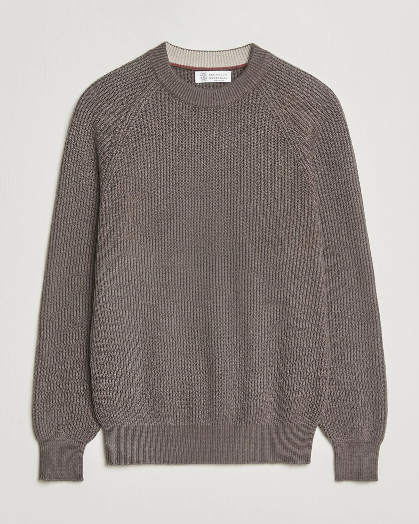 Brunello Cucinelli Heavy Cotton Rib Sweater Light Brown – Marron