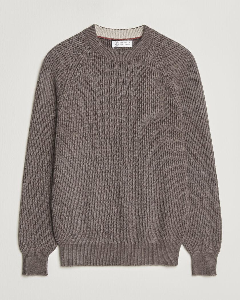 Brunello Cucinelli Heavy Cotton Rib Sweater Light Brown – Marron