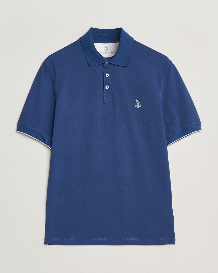 Brunello Cucinelli Short Sleeve Logo Polo Blue – Bleu