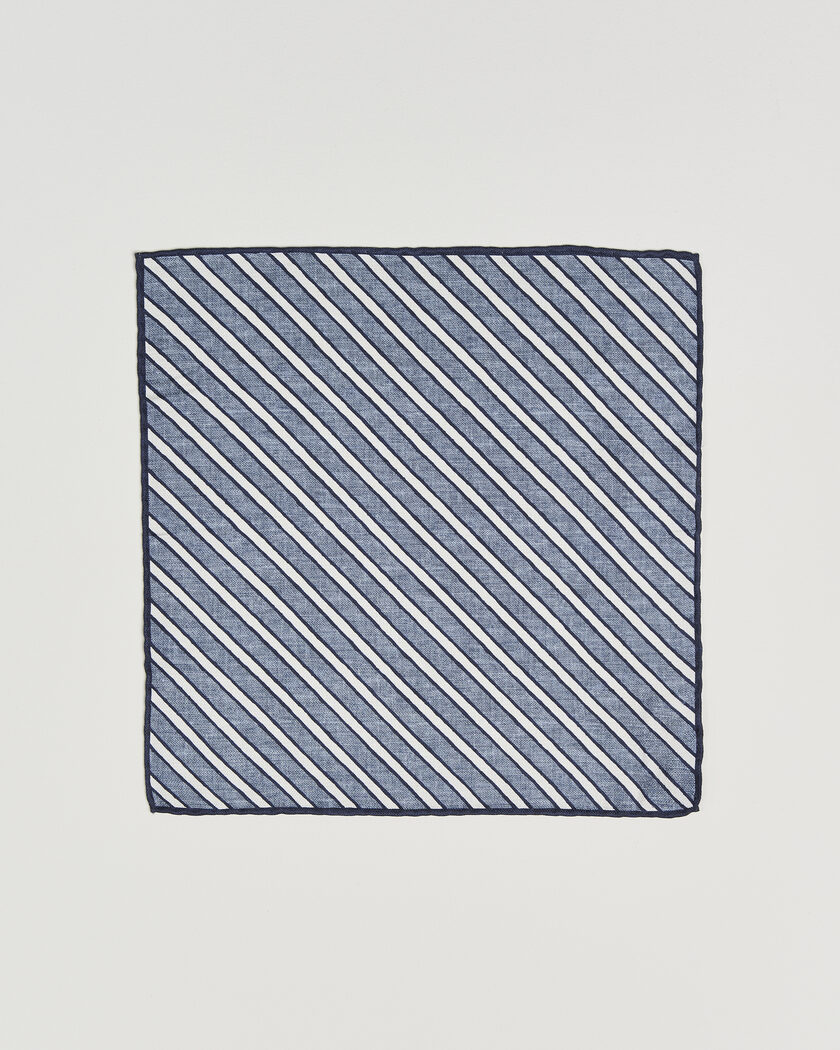 Brunello Cucinelli Striped Pocket Square Blue – Bleu