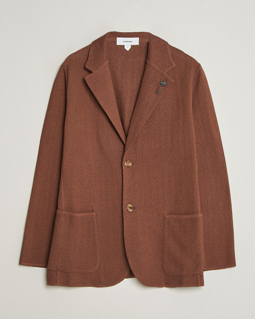 Lardini Structured Cotton/Viscose Knit Jacket Brown – Marron